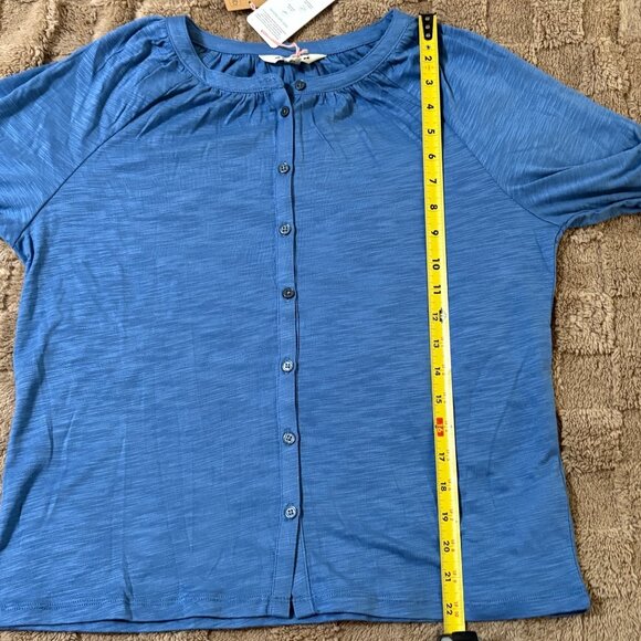 NWT New Boden Womens Blue Slub Cotton Tencel Modal Bonnie Blouse Relaxed Top 6 - Picture 7 of 12